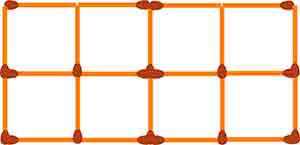 Убрать из данной конструкции 4 спички так чтобы получилось пять равных квадратов.