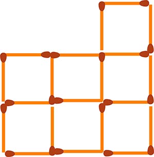 Задание  №1  Необходимо переложить спички из указанной схемы так чтобы получилось 4 квадрата