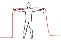 длинная веревка, и привязаные к ней два узелка(для создания ощущения двух одинаковых веревок) на расстоянии вытянутых рук.